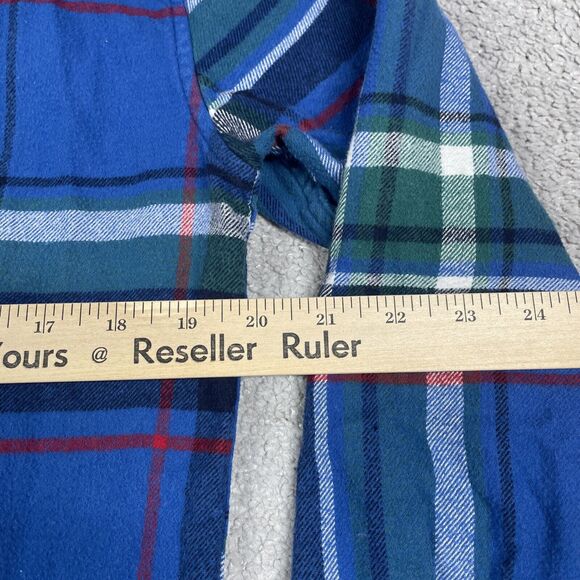 American Eagle Flannel Shirt Mens Small Plaid Pockets Blue Outdoors Casual - Picture 11 of 14